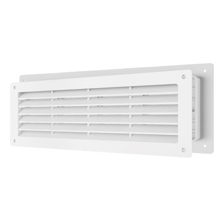 Решетка вентиляционная пластиковая дверная НашВент 460х125 мм с сеткой белая