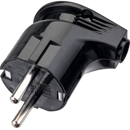 Вилка угловая с заземлением 16 А 230 В Düwi черная (30470 8)