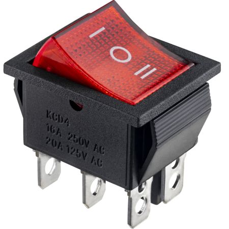 Кнопка прямоугольная Düwi 26842 0 250 В IP20 с подсветкой красная