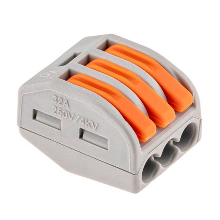 Клемма на 3 провода Duwi СМК 222-413 4 кв.мм с рычажками без пасты (5 шт.) (26610 5)