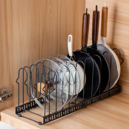 Органайзер для сковородок и крышек раздвижной Delinia 19x57x24 см сталь черный