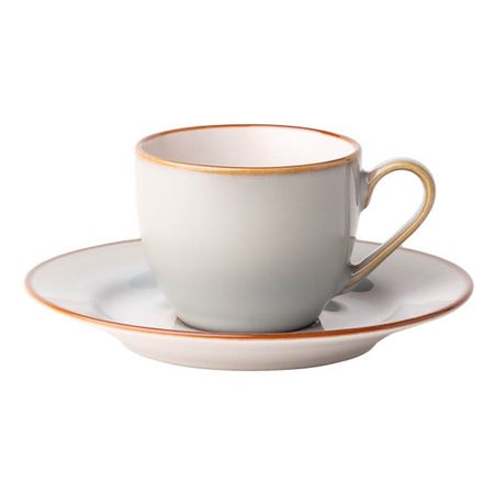 Пара кофейная Lunasol серо-бежевая с кантом 90 мл креативная керамическая пара кружек кофейная чашка