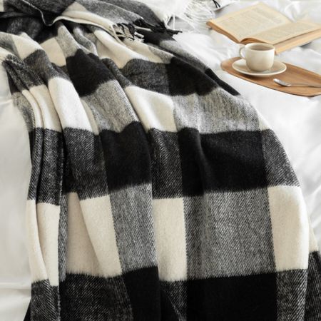 Плед Dome Гольм черный-белый 140х200+10х2 см