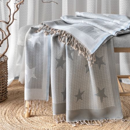 Плед Estia Селесте светло-серый 140х200+10х2 см