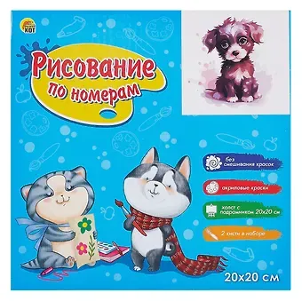 Холст с красками по номерам в коробке 