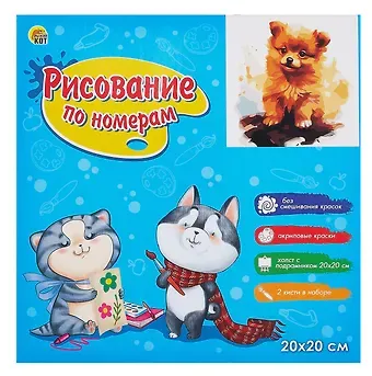 Холст с красками по номерам в коробке 