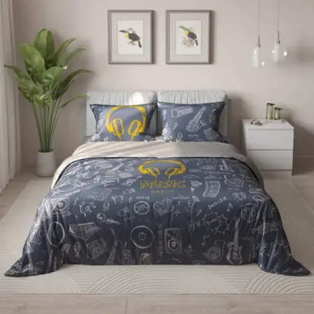 Комплект постельного белья Teens Дизайн 386 полутораспальный сатин синий