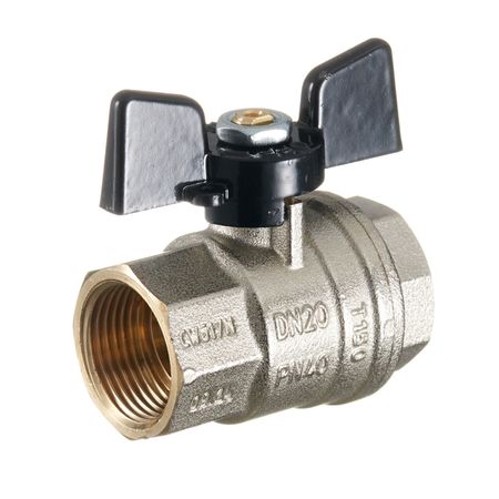 Кран шаровой латунный Bugatti 3/4 ВР(г) х 3/4 ВР(г) бабочка прямой (03020182)