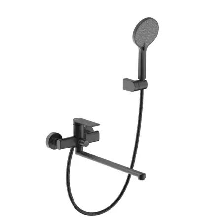 Смеситель для ванны Frap Arne F22204-6 однорычажный универсальный с лейкой и шлангом цвет черный матовый керамический картридж для крана 35 40 мм