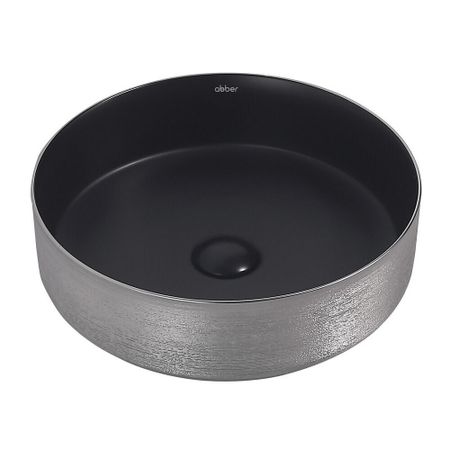 Раковина Abber Bequem 40 см накладная черная матовая/серебро (AC2109BS)