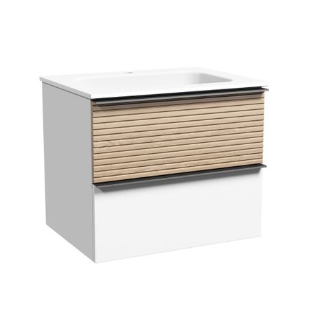 Тумба под раковину Sancos Delta 60 см подвесная дуб светлый/белая (DL60W)