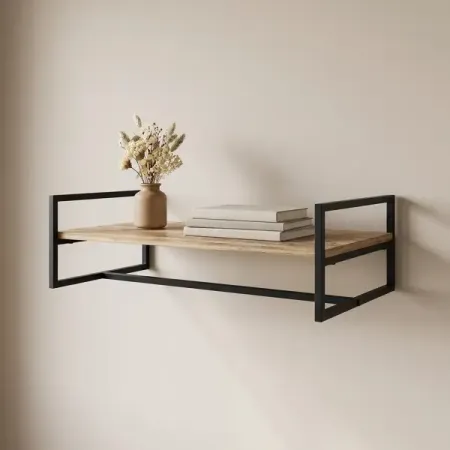 Настенная полка 80x45х22 см металл цвет черный подсвечник maxijoy звезда 1 8х13см металл