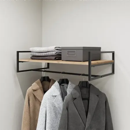 Настенная полка 80x45х22 см металл цвет черный