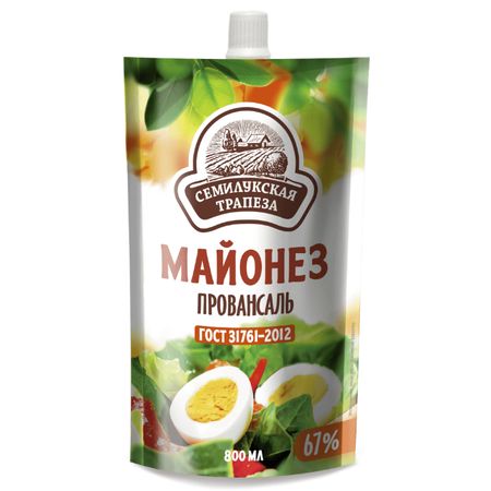 Майонез провансаль Семилукская трапеза 67% 800 мл