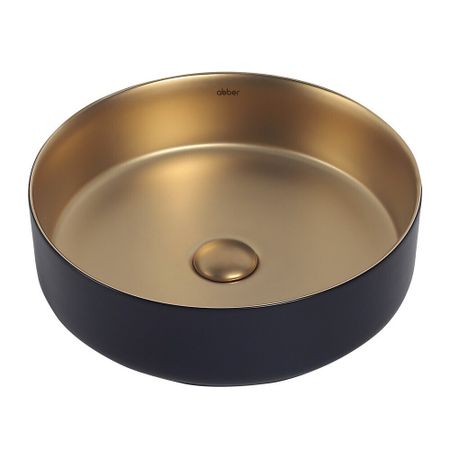 Раковина Abber Bequem 40 см накладная золото матовое/черная (AC2109BG)