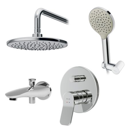 Душевая система AM.PM X-Joy встраиваемая с верхним душем с лейкой с изливом хром (FB85A10020) кнопочный тактовый переключатель dqlzv