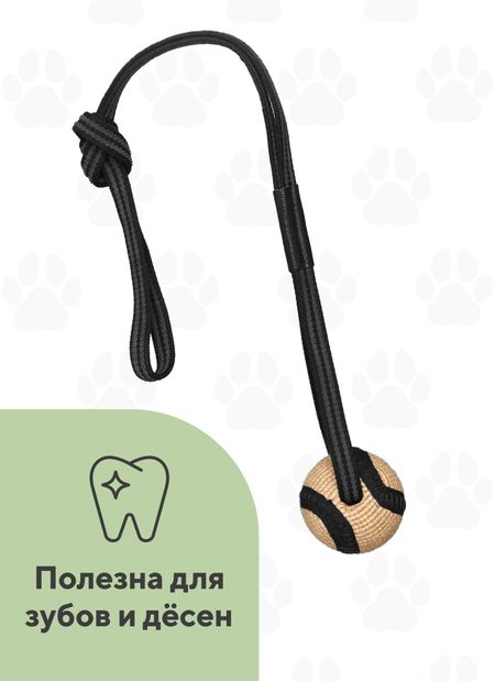 Игрушки BOW WOW Джутовый мяч с длинной прорезиненной ручкой (натуральный) (235 г)