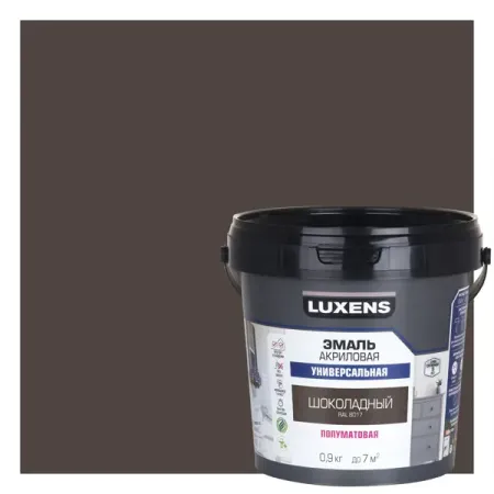Эмаль универсальная Luxens цвет шоколадный полуматовая 0.9 кг корней иванович чуковский универсальная хрестоматия 1 класс