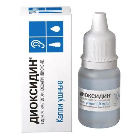 ДИОКСИДИН ГРОТЕКС капли ушные 2,5 мг/мл фл.- кап. 10 мл