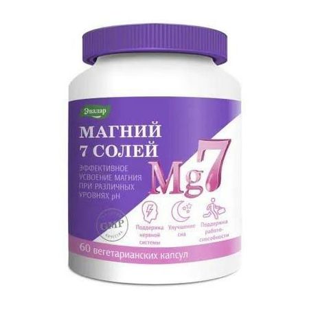 МАГНИЙ 7 СОЛЕЙ ЭВАЛАР капс. банка №60