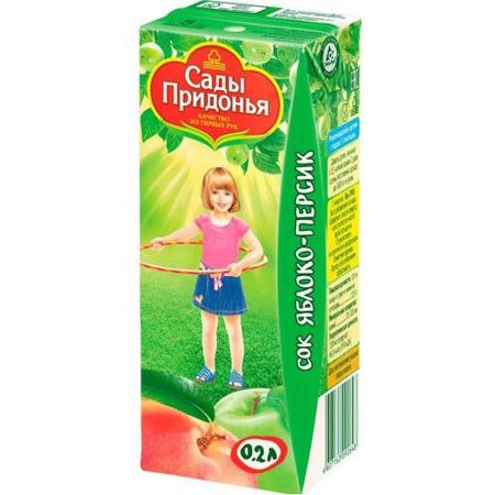 САДЫ ПРИДОНЬЯ СОК НАТУРАЛЬНЫЙ яблоко/персик 200 мл