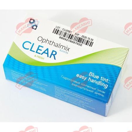 КОНТАКТНАЯ ЛИНЗА ОФТАЛЬМИКС BUTTERFLY CLEAR 8,6 корриг. - 1,75 №4 blue tint