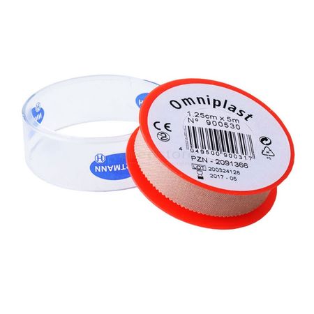 ЛЕЙКОПЛАСТЫРЬ ФИКСИРУЮЩИЙ ХАРТМАНН OMNIPLAST текстильный 1,25см х 500см