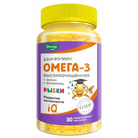 БЭБИ ФОРМУЛА РЫБКИ ОМЕГА-3 ЭВАЛАР пастилки №30