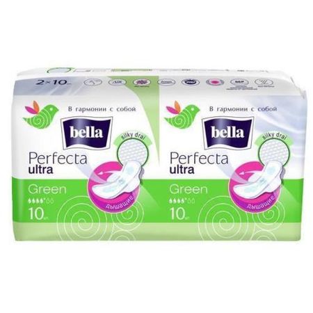 БЕЛЛА ПРОКЛАДКИ ПЕРФЕКТА УЛЬТРА ЗЕЛЕНЫЕ №10 +10