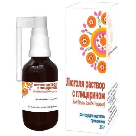 ЛЮГОЛЯ РАСТВОР С ГЛИЦЕРИНОМ КИРОВСКАЯ ФФ спрей наруж. фл. 25 гр