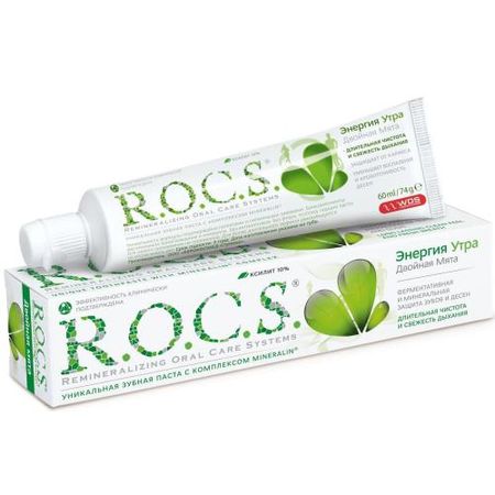 РОКС ДВОЙНАЯ МЯТА ЗУБНАЯ ПАСТА 74 гр энергия утра