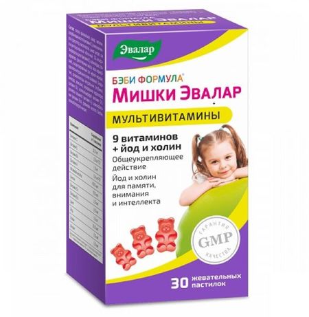 ЭВАЛАР БЭБИ ФОРМУЛА МИШКИ пастилки мультивитамины №30