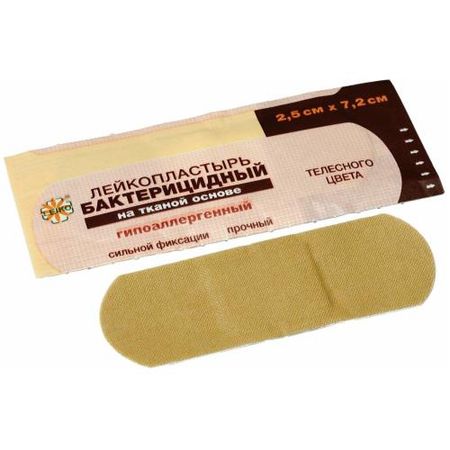 ЛЕЙКОПЛАСТЫРЬ БАКТЕРИЦИДНЫЙ LEIKO тканевый телесного цвета 2,5см х 7,2см
