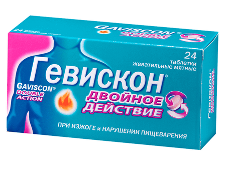 ГЕВИСКОН ДВОЙНОЕ ДЕЙСТВИЕ мята табл. жеват. №24