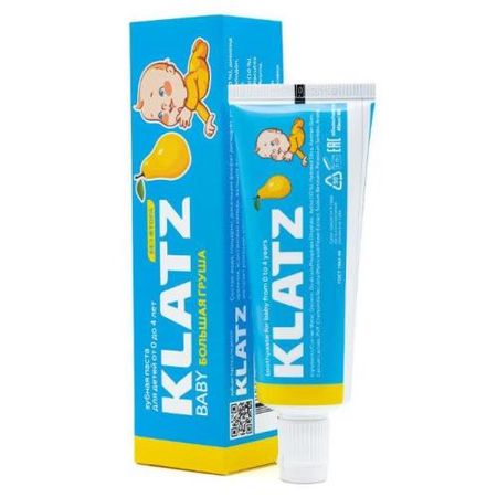 KLATZ (КЛАЦ) BABY ЗУБНАЯ ПАСТА ДЕТСКАЯ 40 мл большая груша, без фтора