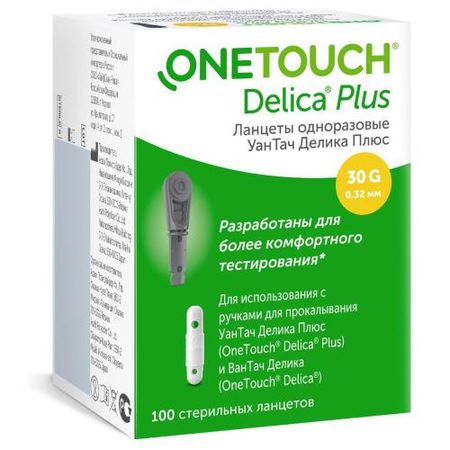 УАН ТАЧ ЛАНЦЕТЫ DELICA PLUS №100