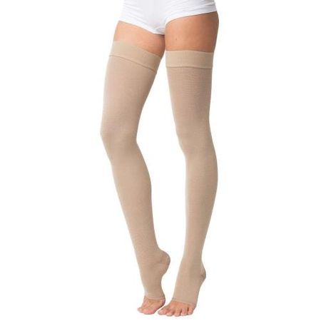 ЧУЛКИ КОМПРЕССИОННЫЕ ДО БЕДРА (ОТКРЫТЫЙ НОСОК) кремовый 2 класс компр. р.5