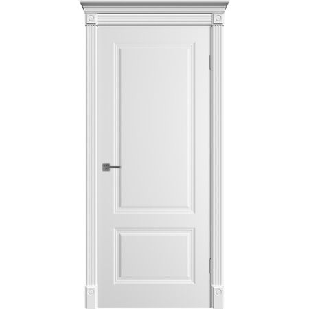 Дверь межкомнатная Норра 2 600х2000 мм эмаль белая глухая с замком и петлями