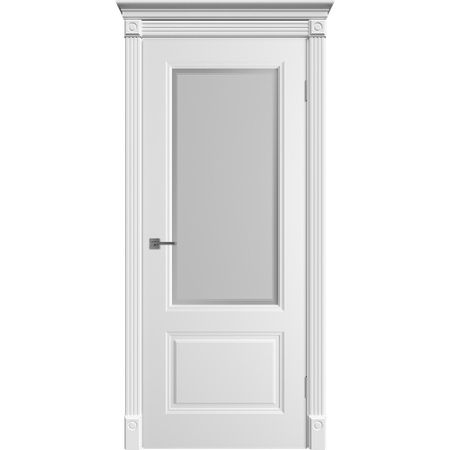 Дверь межкомнатная Норра 2 800х2000 мм эмаль белая со стеклом с замком и петлями
