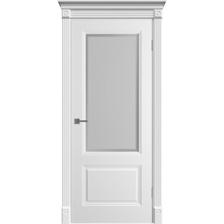 Дверь межкомнатная Норра 2 700х2000 мм эмаль белая со стеклом с замком и петлями