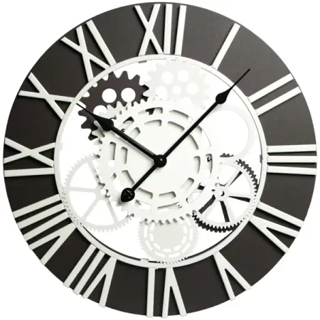 Часы настенные Gear круг МДФ цвет бело-черный бесшумные ø40 см