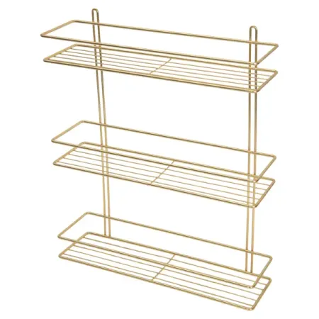 Полка для душа ProfFero С27457 3 яруса цвет золотой полка сетчатая 1203x306мм