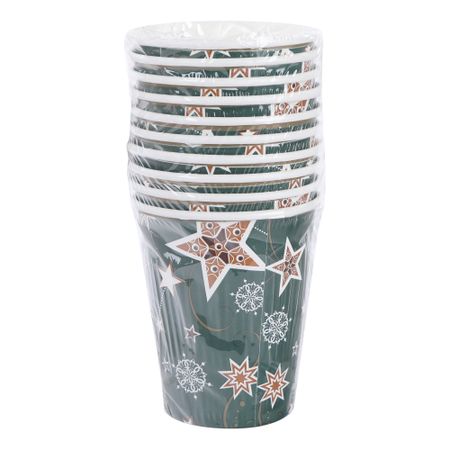 Стакан Bulgaree green Звёзды на зелёном картонный 0,25 л 10 шт
