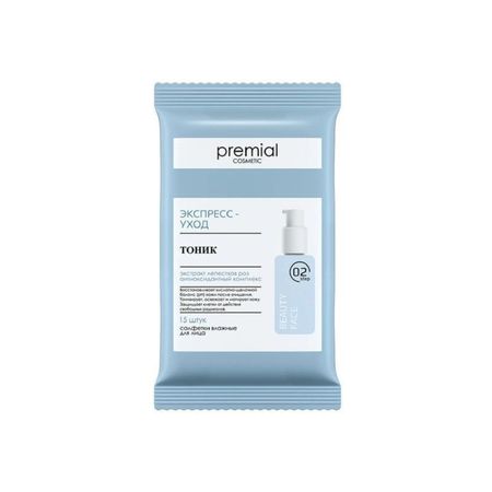 Салфетки Premial влажные косметические с тоником 15 шт