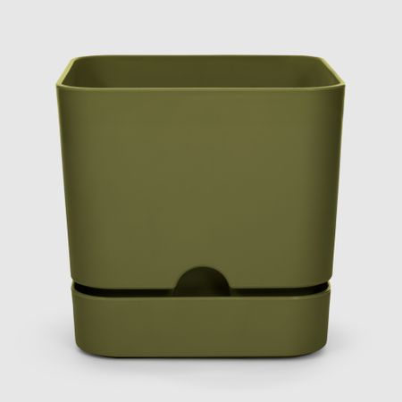 Горшок с поддоном Polimod Begonya квадратный зеленый 13x13 см