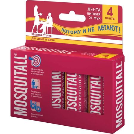Средство Mosquitall инсектицидное липкая лента от мух, 4 шт