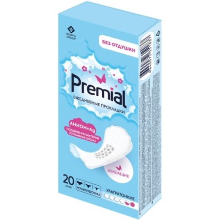 Прокладки Premial женские ежедневные с анионовым чипом 20 шт