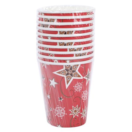 Стакан Bulgaree green Звёзды на красном картонный 0,25 л 10 шт