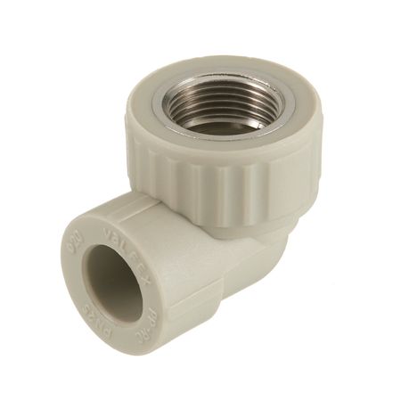 Угол полипропиленовый Valfex комбинированный 20 мм х 3/4 ВР(г) серый (10125120Г)