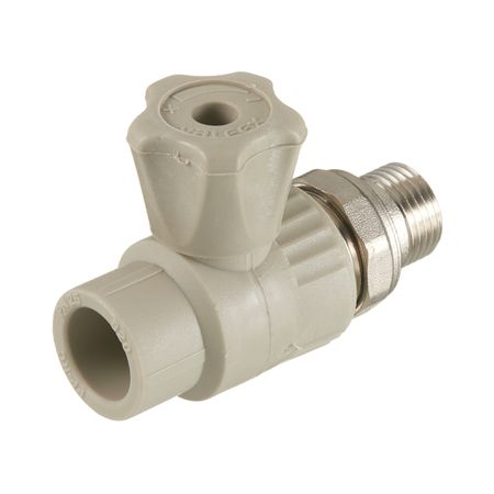 Кран шаровой полипропиленовый Valfex 20 мм х 1/2 НР(ш) с американкой прямой серый (10149020Г)